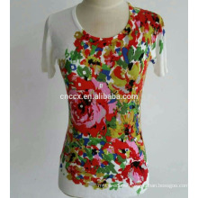 PK17ST088 colorful printed pullover short sleeves women clothes